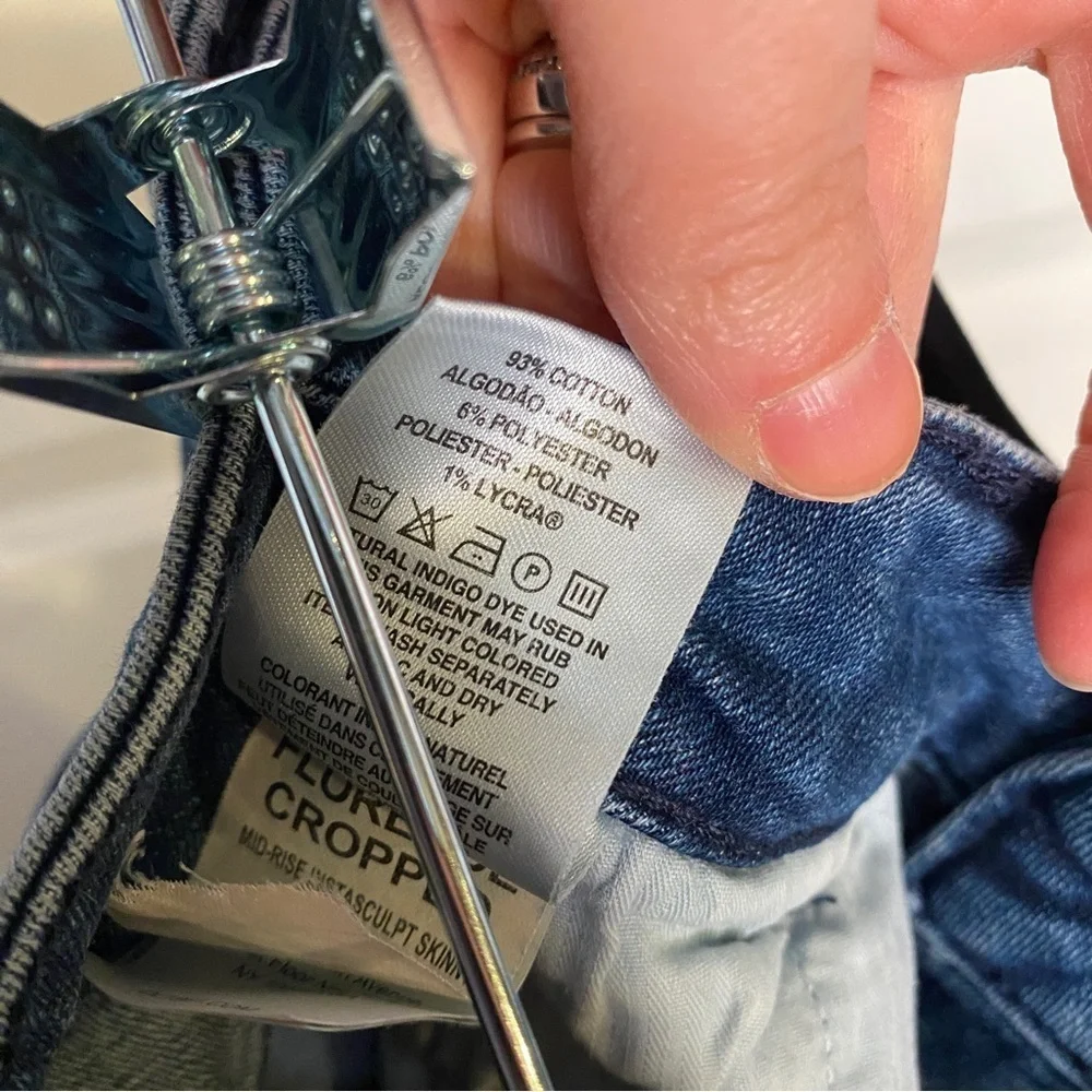 DL1961 Florence Mid Rise Instasculpt Skinny Cropped Jeans Size 29 in Stranded